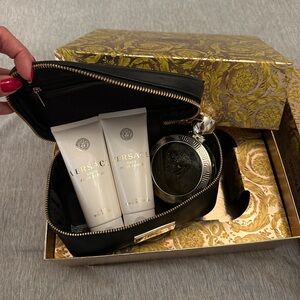 Eros Pour Femme Eau De Parfum Fragrance 4 piece with Round Makeup Bag Gift Set